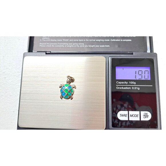 Sea Turtle Pendant Sterling Silver Blue Green Inlay Necklace Chain Is Not Silver - Picture 10 of 10